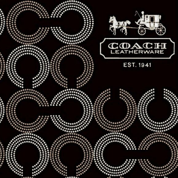 'COACH' 'POPPY' SIGNATURE SCRIPT LUREX JACQUARD WRISTLET NAVY BLUE/GOLD - Picture 14 of 15